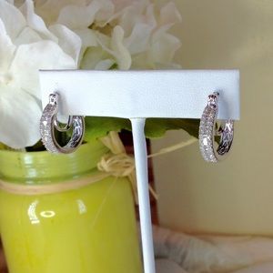 Genuine White Diamond Hoop Earrings - .50 cts